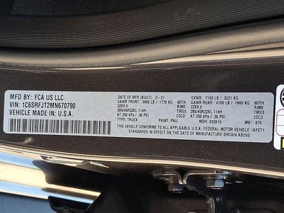 2021 RAM 1500 Laramie 4x4 Crew Cab 5'7" Box