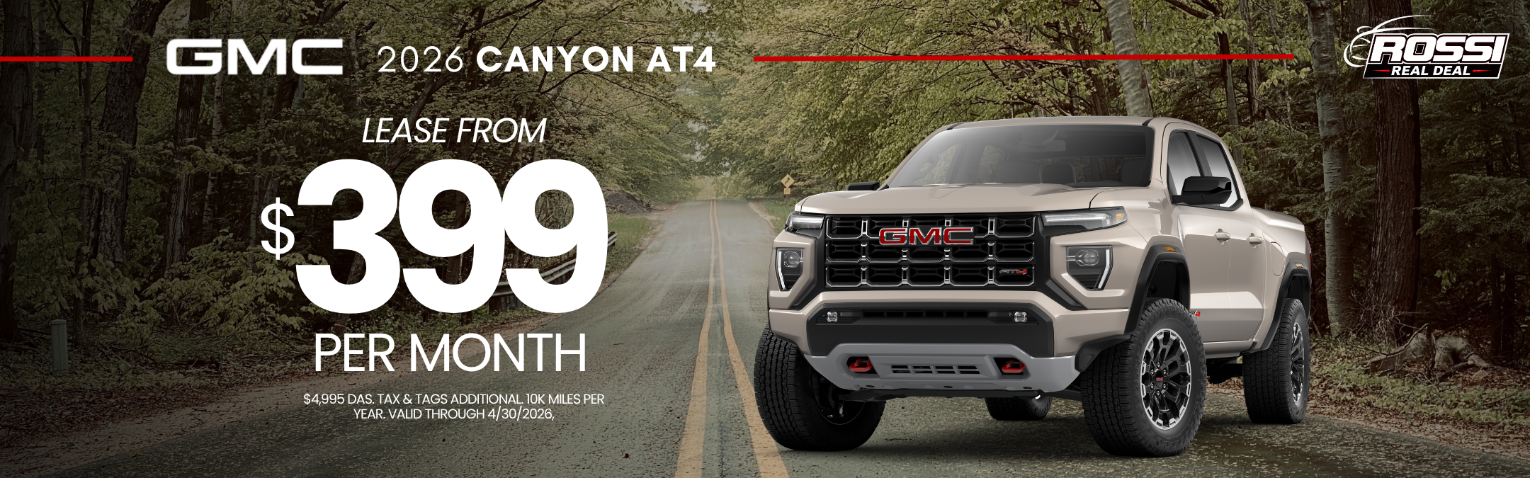 2026 GMC Canyon AT4 lease deal | Rossi GMC Washington, NJ