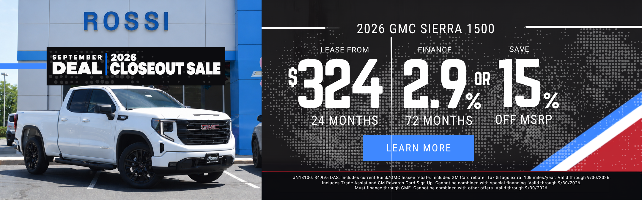 2026 GMC Sierra 1500 Lease & Finance Deal | Rossi GMC